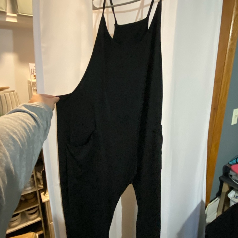 Black Strappy Jumpsuit with Pockets